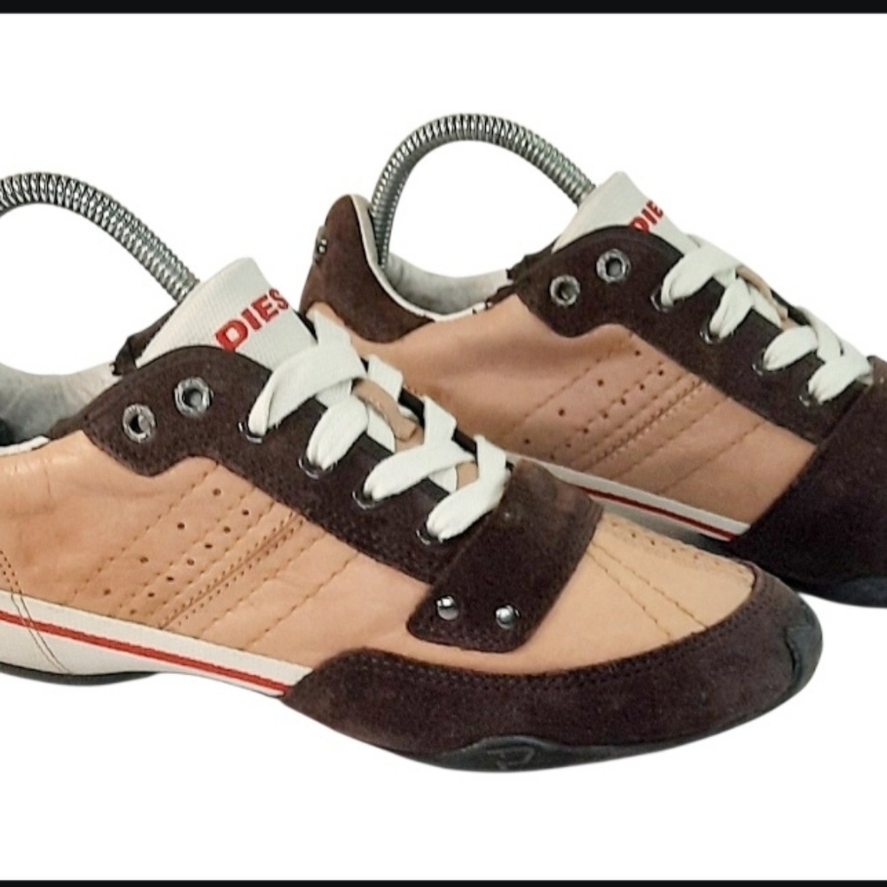 Vintage Diesel Rykker Y2K Women’s Tan/briwn Leather/suede Sneaker Size 8 - Picture 4 of 5